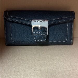 Nine West Dark Blue Wallet with Silver Buckle